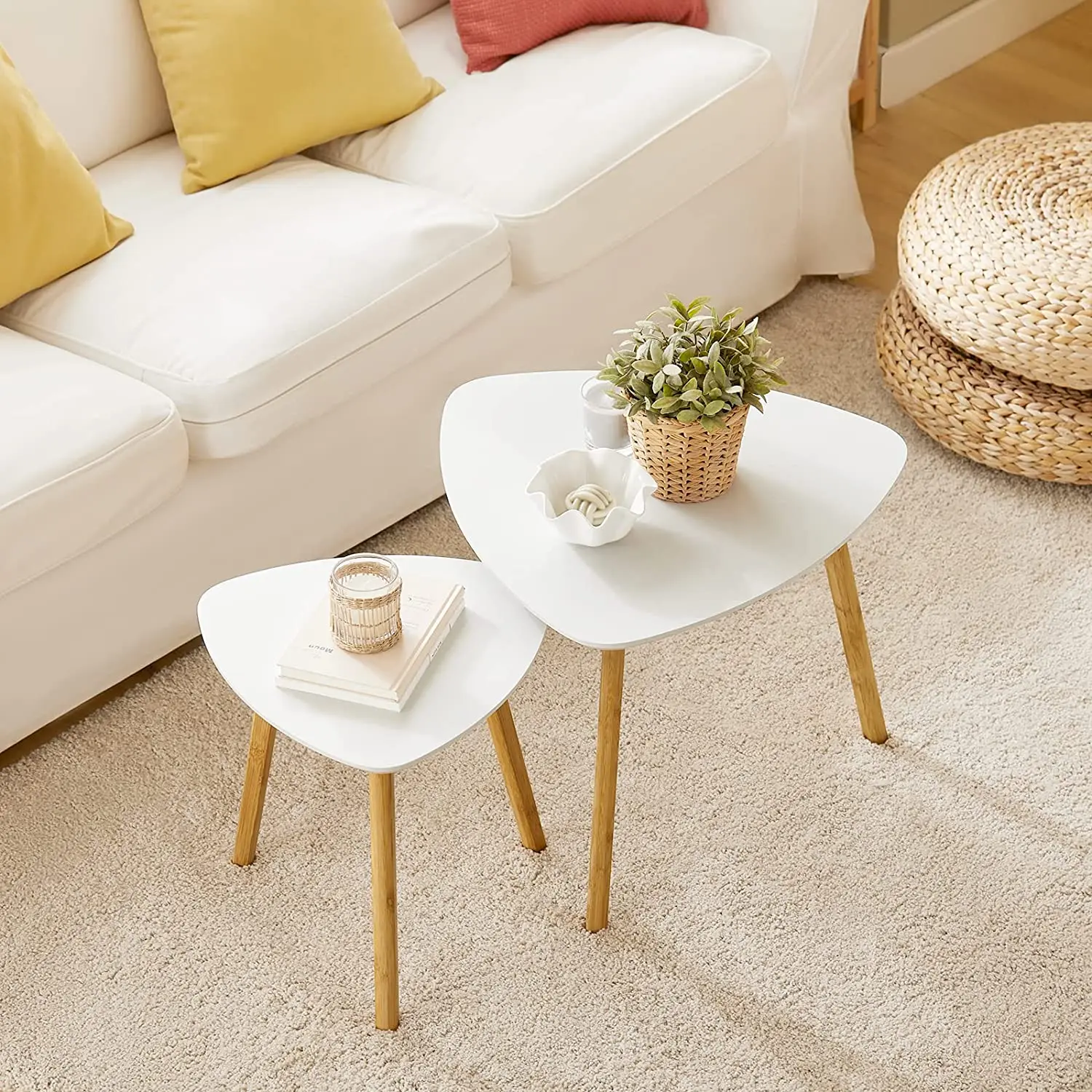 Set mit 2 Couchtischen, Nettuces Couchtisch, Beistelltisch, Couchtisch, weißer Tisch Image