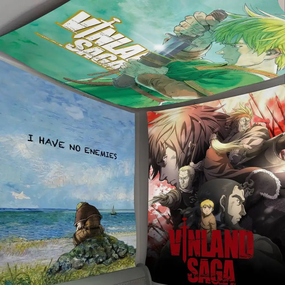 VINLAND Anime SAGA Bedruckter großer Wandteppich, indische Buddha-Wanddekoration, Hexerei, Bohemian-Hippie-Wandkunst-Dekor