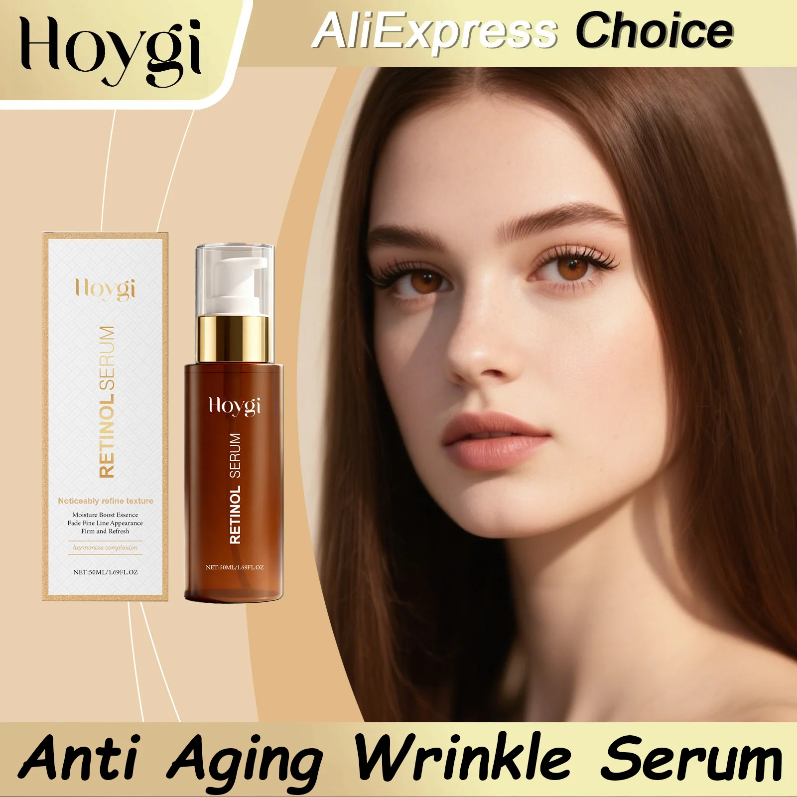 HOYGI Arginin Gesichtsserum gegen feine Linien, straffend, glättend, nährend, aufhellend, Retinol-Essenz, feuchtigkeitsspendend Image