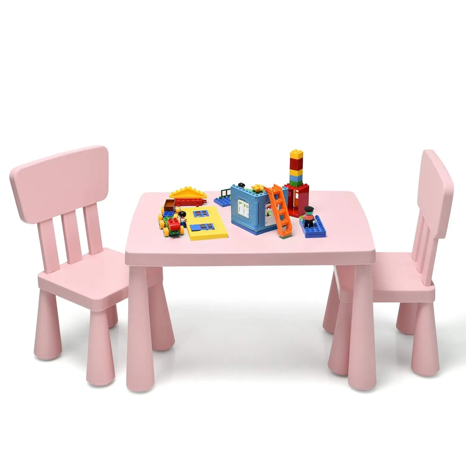 Kinder Plastik Tisch & Stuhl Set mit Rückenlehne & Abgerundeten Kanten für Mädchen Jungen Spielzimmer 2-teilig, Individuell Anpassbar Image