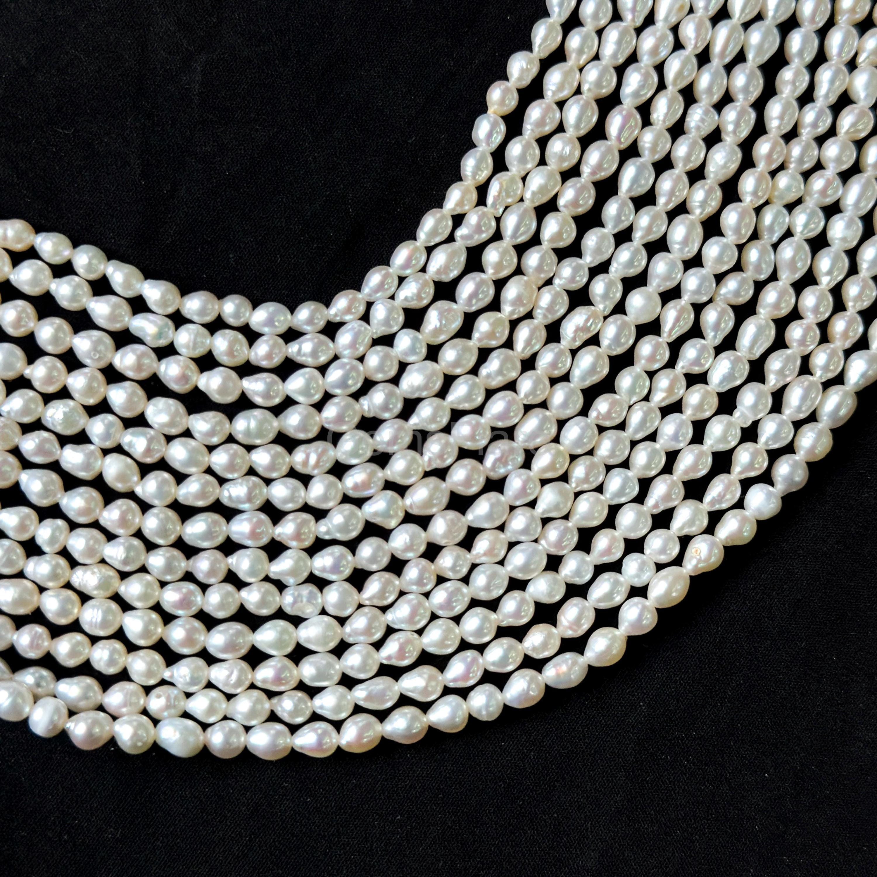 Perle di perle d'acqua dolce bianche a forma di goccia, perle ovali, perle di perle d'acqua dolce sfuse, perle a goccia d'acqua 3x4-4 x 5 mm, perle di