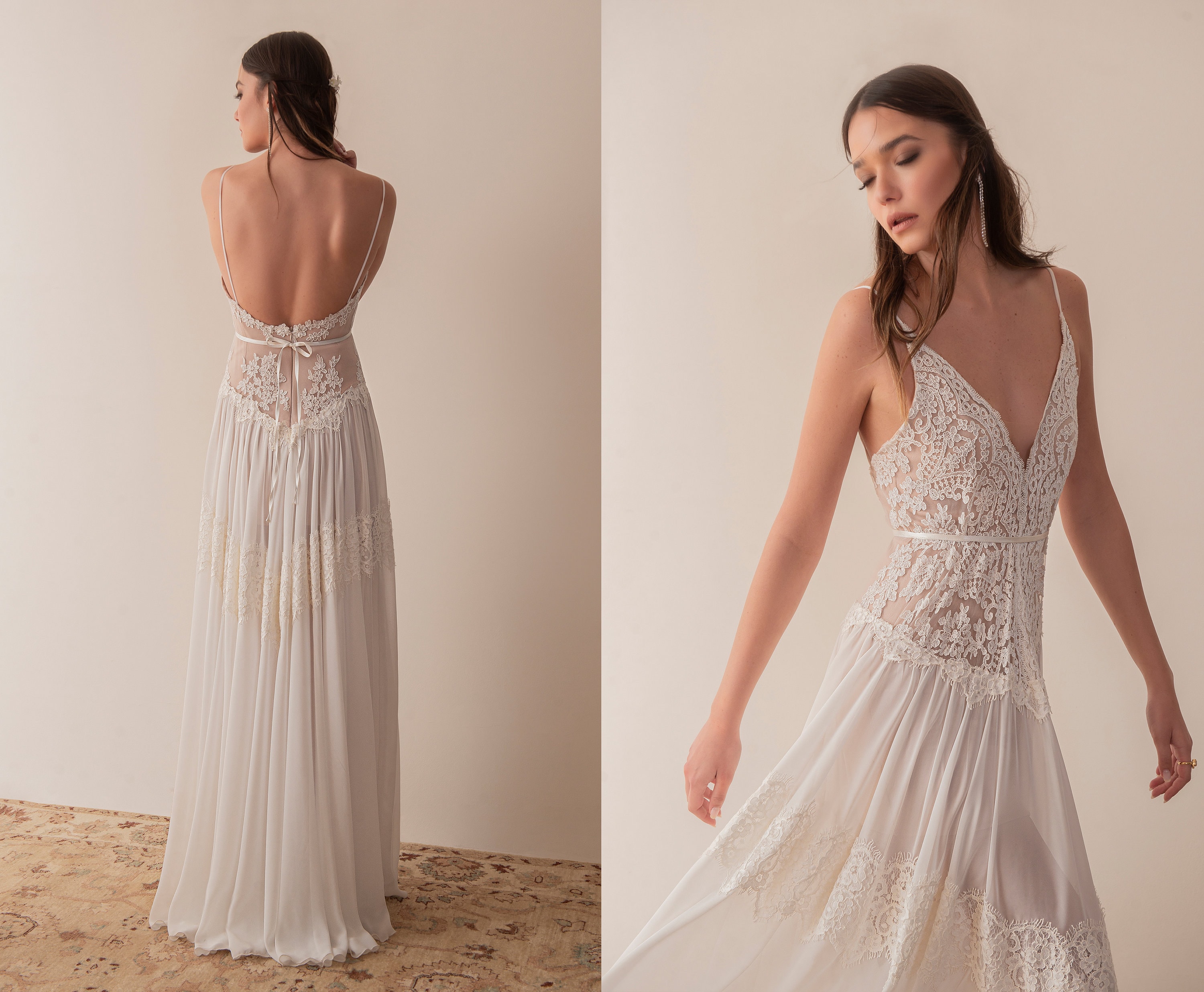 Abito da sposa ampio, abito da sposa in pizzo, abito da sposa boho, abito da sposa boho da spiaggia, abito da sposa estivo, abito da sposa da giardino