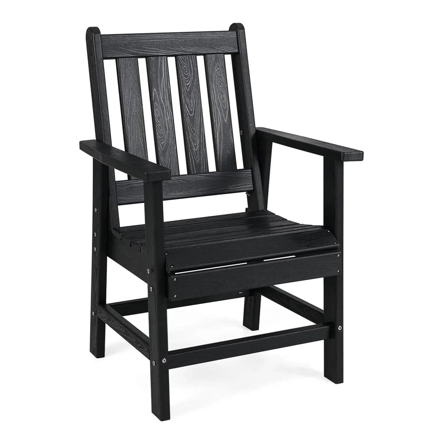Chaise de jardin en plastique, chaise de balcon résistante aux intempéries, fauteuil de jardin aspect bois, chaise de patio pour jardin, patio, balcon (noir)