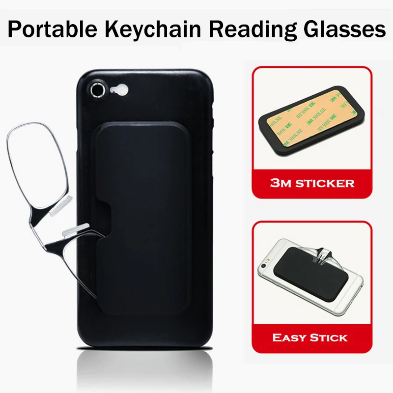 Tragbare beinlose Nasenklammer auf tragbaren Lesebrille für Männer und Frauen, randlose Mini-Vergrößerungs-Presbyopie-Brille, ultraleicht + 2,5 Image