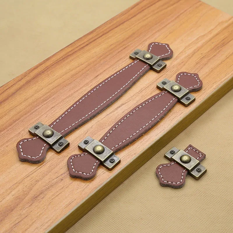 Möbelknöpfe aus Leder, Griff und Knöpfe aus weichem Leder, Möbel, Schrank, Schublade, Truhe, Koffer, Kofferraum, Box, Koffer, Griff mit Schrauben