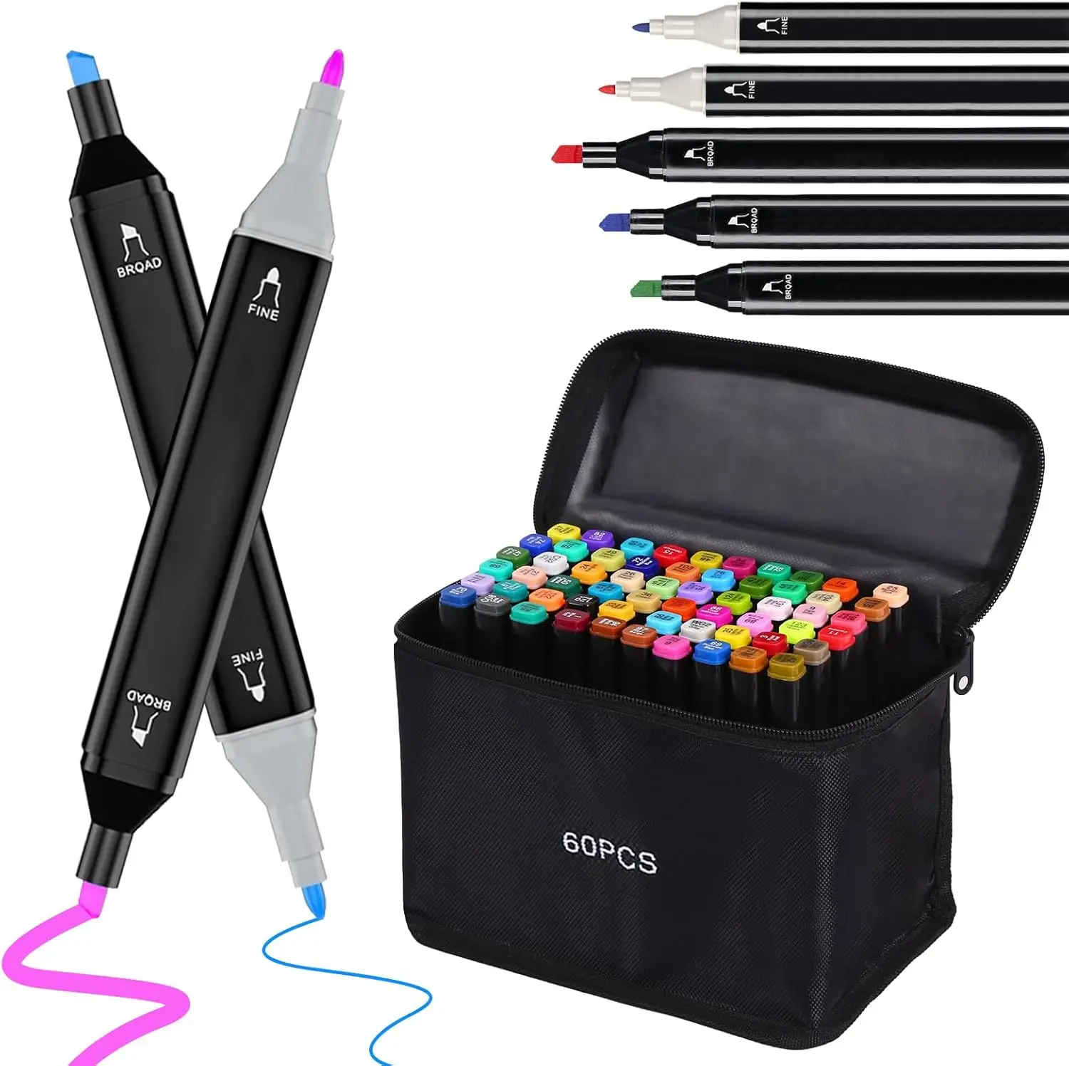 24 Lebendige Farben Dual-Tip Kunstmarker - Perfekt zum Ausmalen, Malen, Weihnachtsgeschenk für Erwachsene und Kunstliebhaber Image