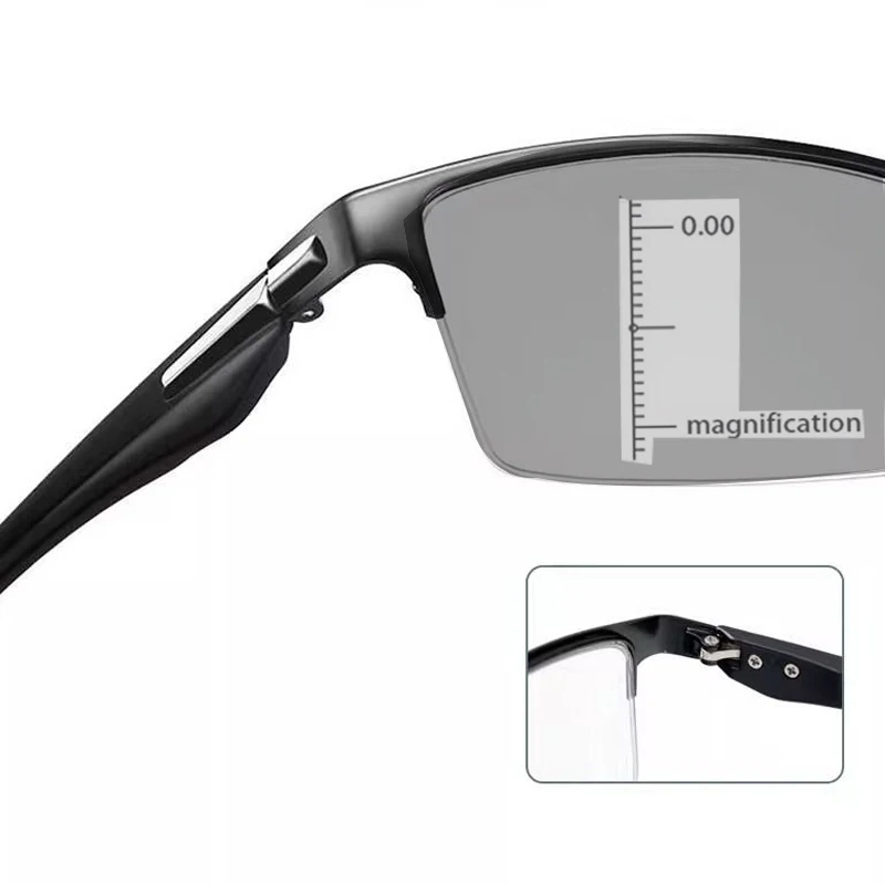 Progressive multifokale Lesebrille für Damen und Herren, Business-Presbyopie-Brille, weit Sicht, photochrome Brille, 0 bis +4,0 Image