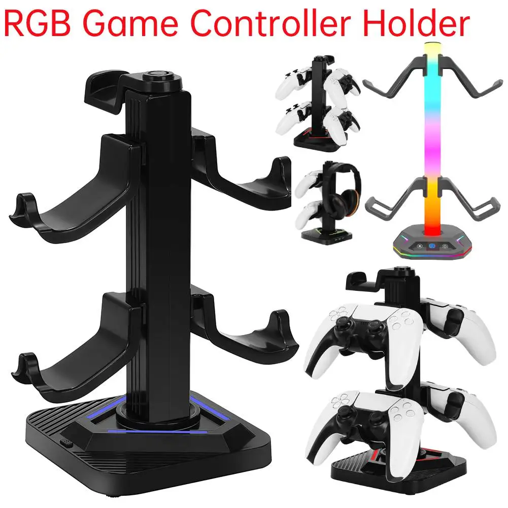Universeller Controller-Ständer, RGB-Spielekonsolenständer, Desktop-Speicher mit 3 USB-Anschlüssen, Headset-Gamepad-Ständer für Switch PS Xbox