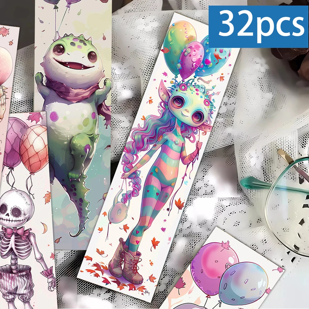 32 Stück, rosa abstraktes Lesezeichen, Schulanfangsaison, Weihnachten, Halloween, geeignet für Lehrer, Leser und Geburtstagsgeschenke. Image