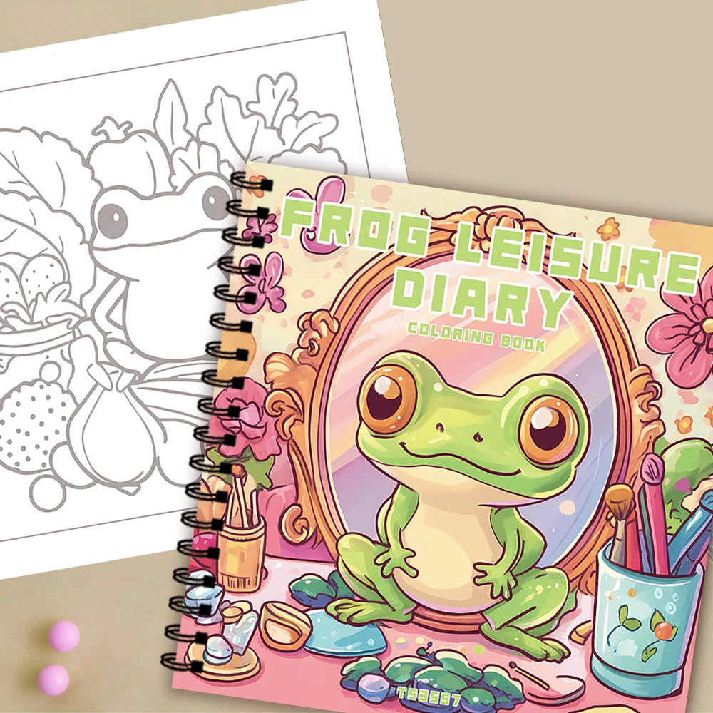 Frosch-Tagebuch-Malbuch, Teenager, verschiedene Muster, 100 g schweres Papier, Stressabbau, Geburtstagsgeschenk Image