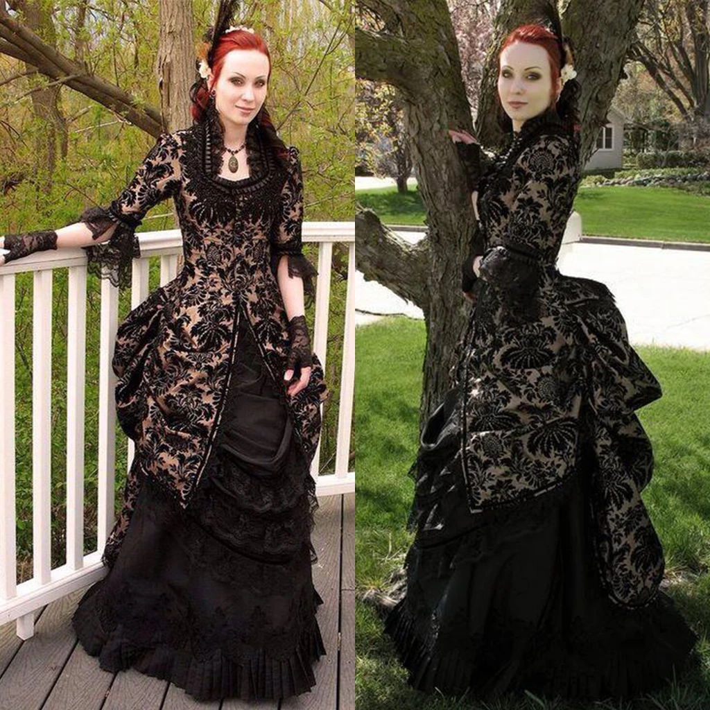 Viktorianisches Gothic-Vampir-Steampunk-Kostüm, 1860er Jahre, Bürgerkrieg, Southern Belle, Prinzessin, Bustle-Kleid, Abendkleid, maßgeschneidert