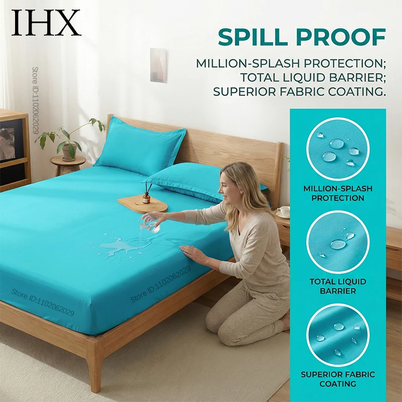 IHX Wasserdichter Verdickter Matratzenschoner Bettüberzug Polsterung Spannbettlaken Schutzauflage Tagesdecke 120/140/150/160/180/200 Maßgefertigte Größe Image