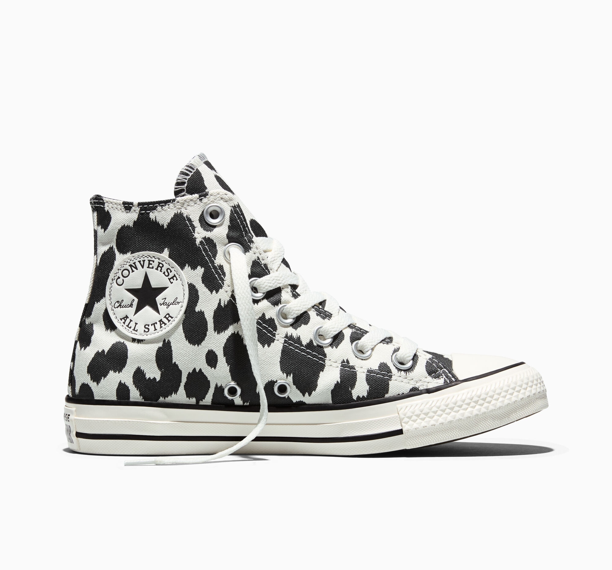 Sneaker CONVERSE "CHUCK TAYLOR ALL STAR COW PRINT", Damen, Gr. 37, schwarz-weiß (schwarz, egret, schwarz), Textil, Schuhe Sneaker