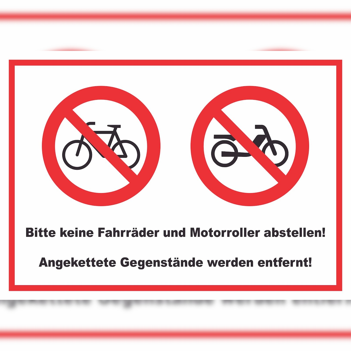 HB-Druck Keine Fahrräder oder Motorroller abstellen werden entfernt Schild A5 Rückseite selbstklebend Image