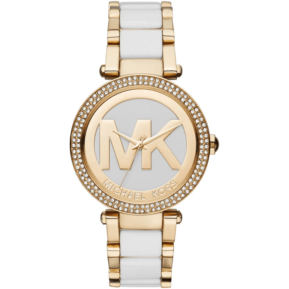 Michael Kors Parker MK6313 Weißes Zifferblatt 39 mm Damen Gold & Weiß Uhr