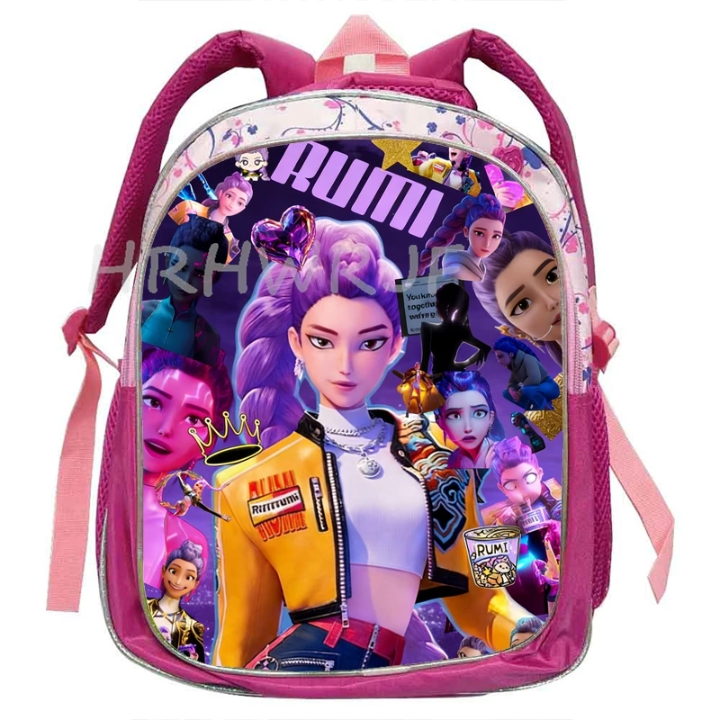 Sacs d'école KPop Demon Hunters Rumi Mira Zoey HUNTR/X Saja, sacs à dos pour garçons et filles, rose doux, Mochilas, sacs d'école de dessin animé