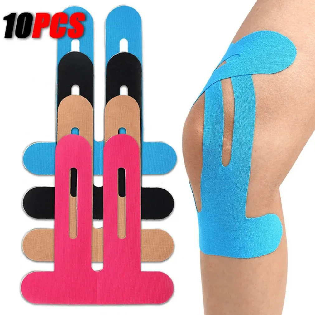 Bandes de kinésiologie pour genoux, 10 pièces, bande de Sport imperméable et respirante, élastique réglable pour la course à pied, la salle de sport et la randonnée