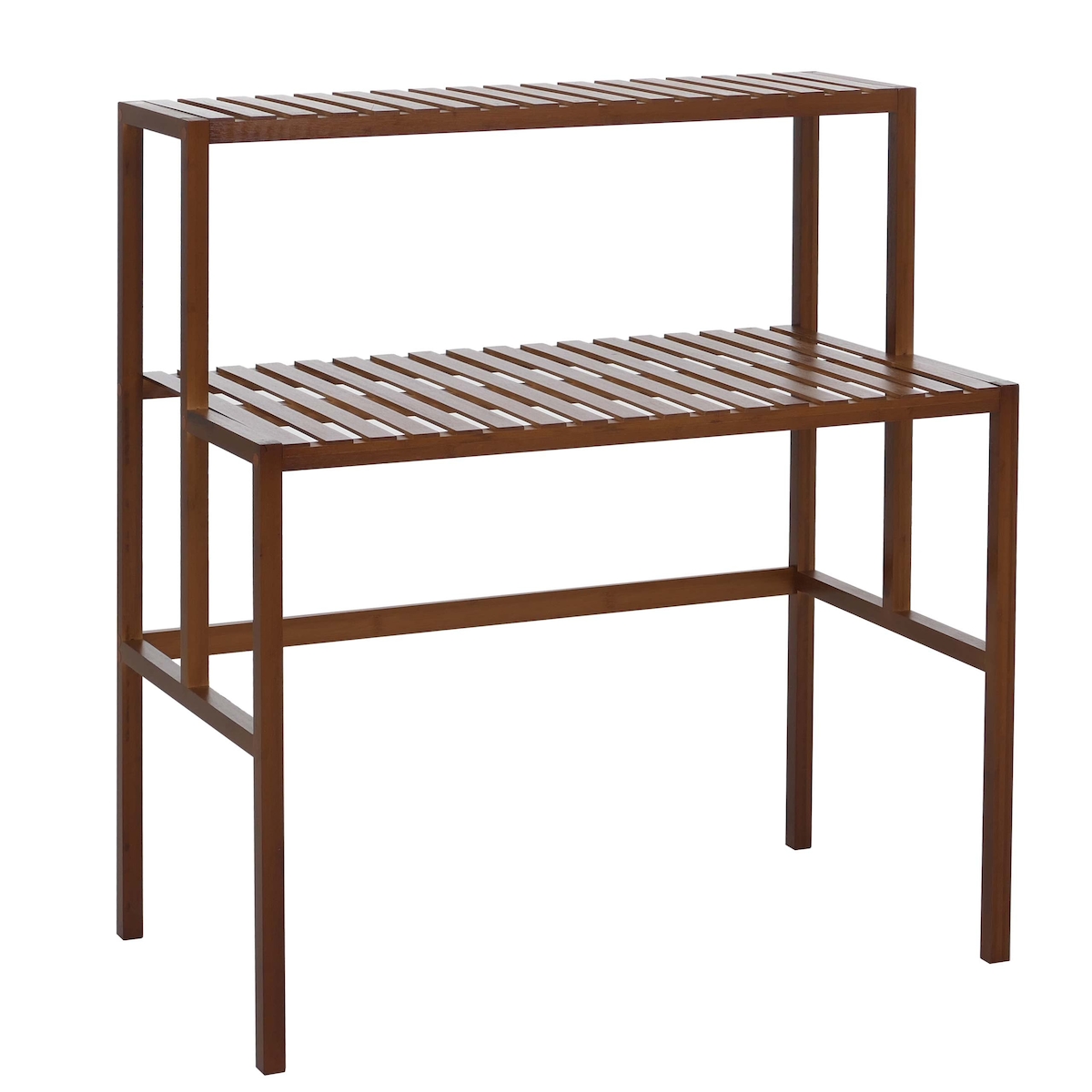 Mendler Bambus Pflanzenregal HWC-Q34, Blumentreppe Blumenständer Pflanzentreppe, 2 Ablagen 100x90x50cm ~ braun Image