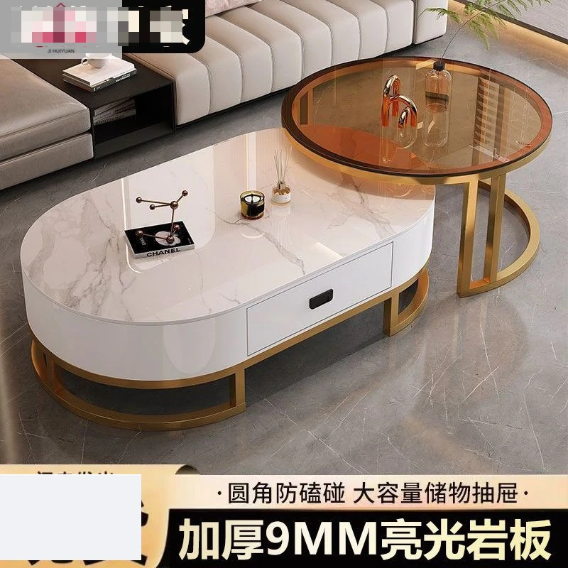 Couchtisch, Wohnzimmer, Zuhause, neu, leicht, luxuriös, 2025, Teetisch, moderne, einfache, kleine Wohnung, Internet-Promi, Felsplatten-Kombination