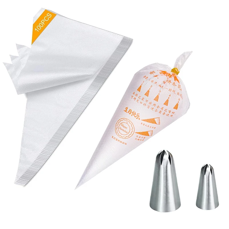 50 Stück Einweg-Spritzbeutel mit Spritzdüse, Küchenwerkzeuge, extra starke, auslaufsichere Spritzbeutel für die Kuchendekoration TMZ Image