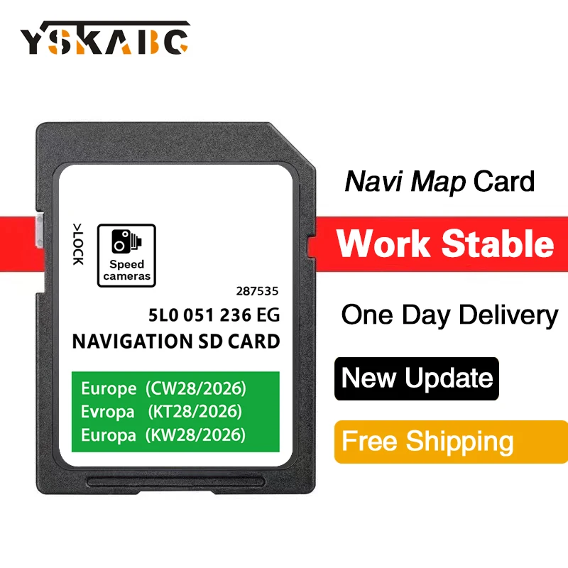 32 GB Amundsen MIB2 Navi SD-Karte Update Karte Europa 5L0051236EG 2026 Discover Media für Skoda Octavia Superb Fabia Auto Image