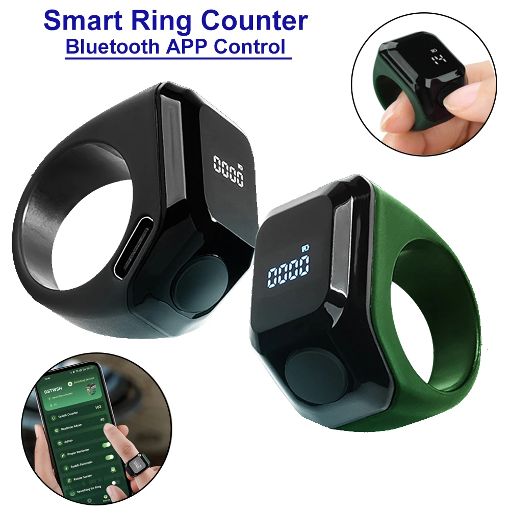 LCD Digital Ring Zähler Touch APP Steuerung Finger Zähler Typ-C Smart Tasbih Tally Zähler Für Muslime Zikr Ring gebet Image