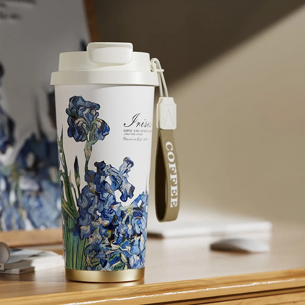 520 ml keramikbeschichtete Kaffeetasse, Isolierung oder Kühlung, hält sowohl heiß als auch kalt, Vakuumbecher mit hoher Kapazität und Hebeseil Image