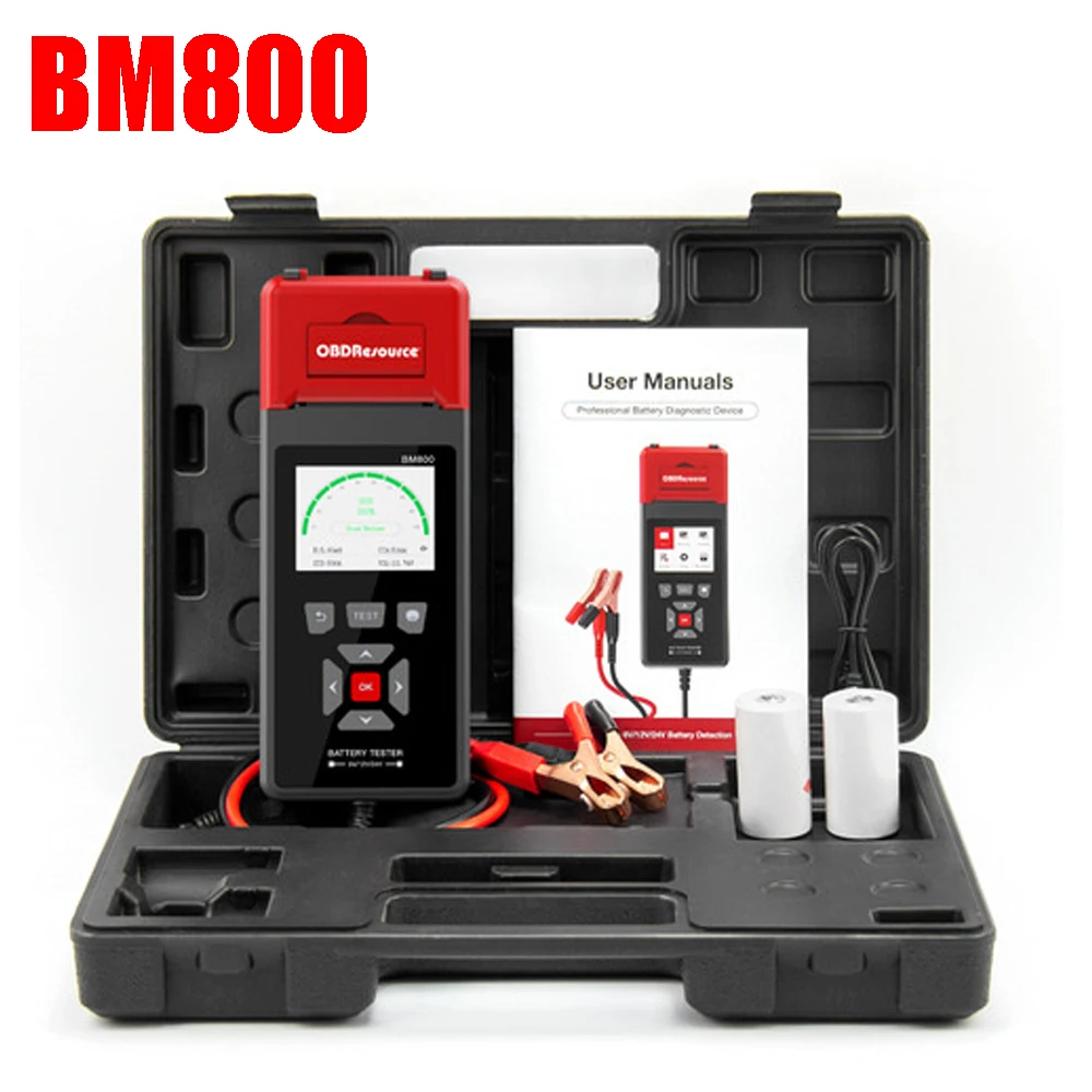 OBDResource BM800 Autobatterietester mit Drucker 6V 12V 24V Batterieanalysator Starttest, Ladetest und maximaler Lasttest Image