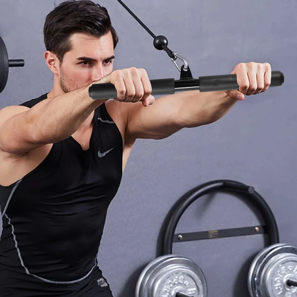Rückentrainer-Griffe mit Rutschfestem Griff, Muskelzugstange, LAT Pull Down Stange, Gerade Drehbare Stange, Fitnesszubehör Image