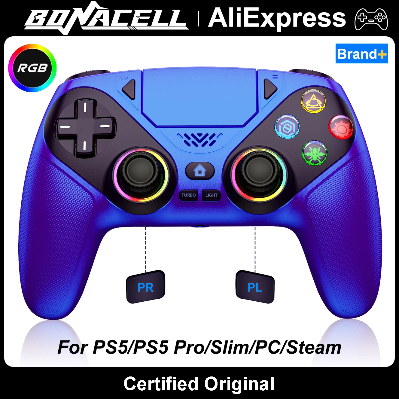 Controller für PlayStation5/PS5 Pro/Slim/PC RGB-Licht Kabellose Gamepads Marco/Turbo NO Drift Hall-Effekt Gaming-Steuerung Joystick Image