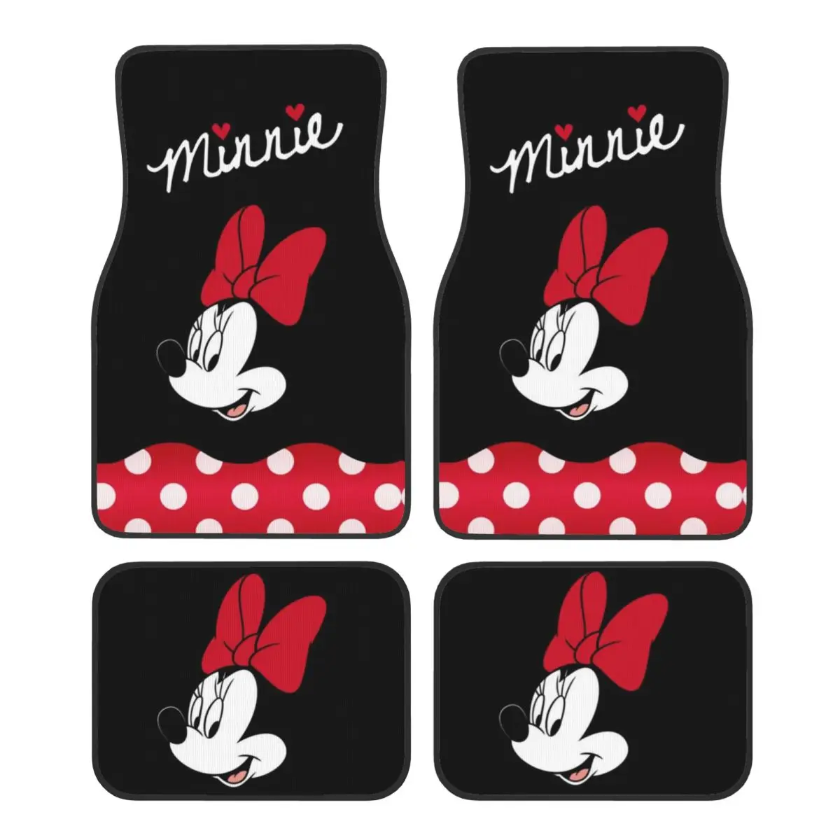 Mickey Minnie Mouse Auto-Fußmatten, Teppich, komplettes Set, rutschfest, universelle Kfz-Fußmatte, passend für mittlere LKWs
