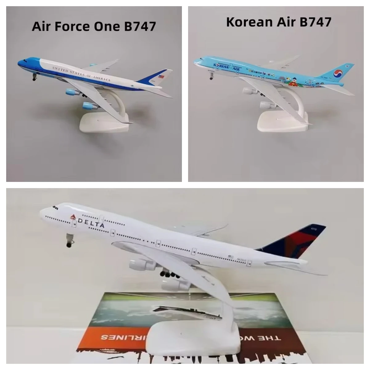 20 cm B747 Airlines Modellflugzeug aus legiertem Metalldruckguss mit Rädern zum Sammeln oder als Geschenk Image