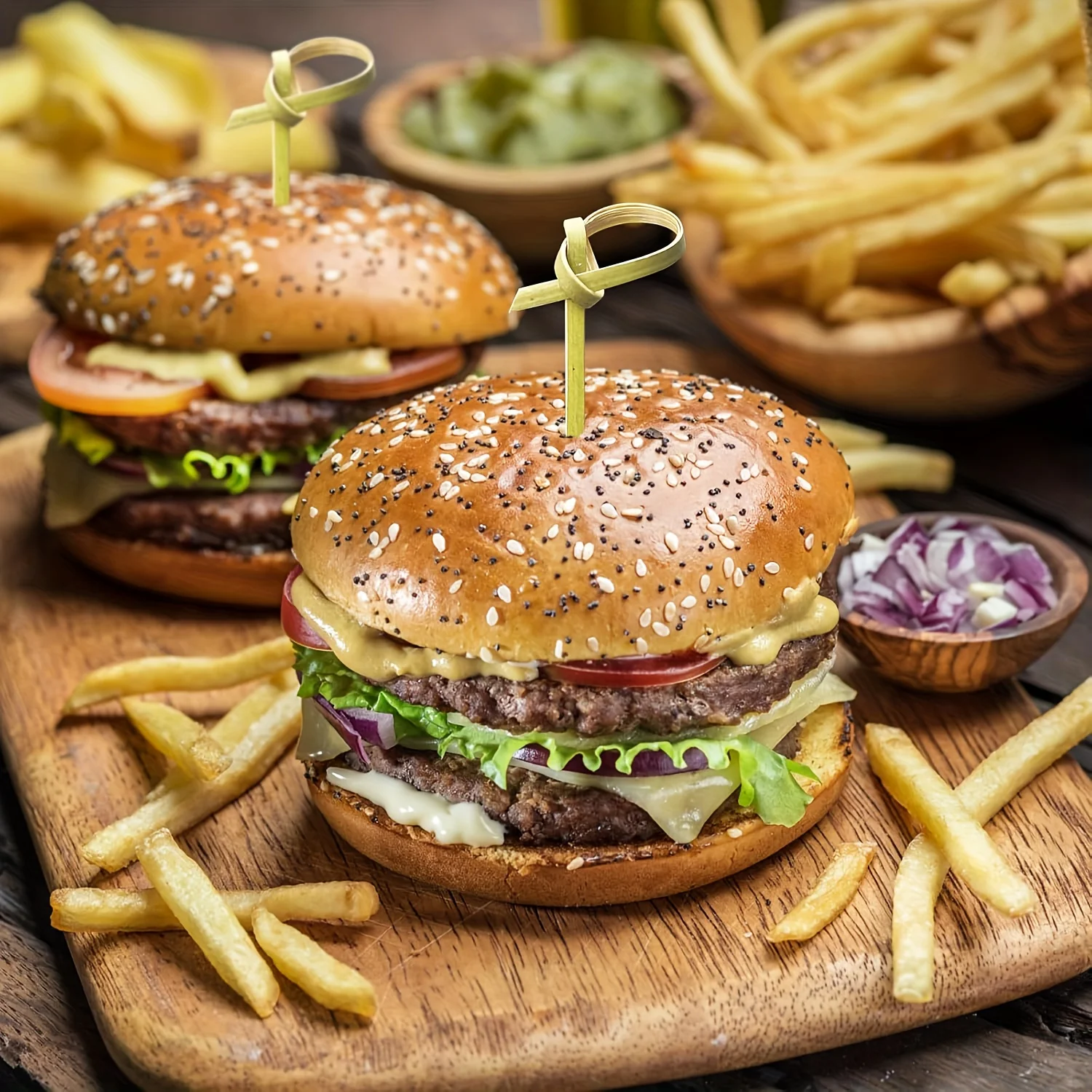 50/200 Stück 4,7 Zoll Bambus-Cocktailspieße mit Schlaufenenden, Naturfarben, für Vorspeisen, Cocktailgetränke, Grill-Snacks, Sandwiches Image