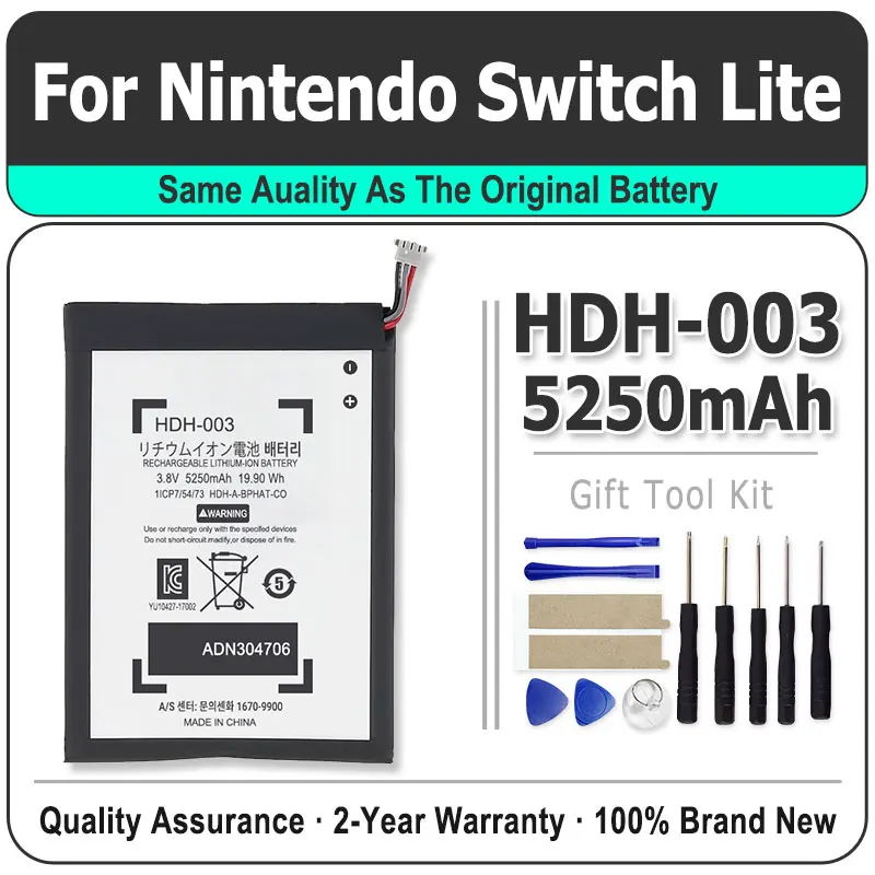 1–2 Stück 5250 mAh HDH-003 HDH 003 NEUER Li-Ionen-Akku mit Werkzeug für Nintendo Switch Lite HDH-001 HDH-003 HDH-A-BPHAT-C0 1/CP7/54/73 Image