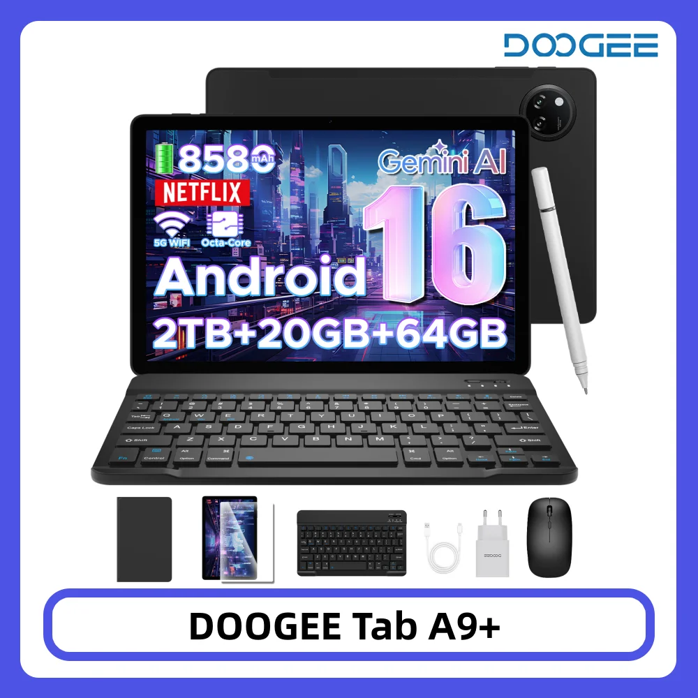 DOOGEE Tab A9+ Tablet 11 Zoll HD-Display 20GB(4+16) 64GB 8580mAh Großer Akku Unisoc T7200 Octa-Core Dual-Lautsprecher Android 15 Pad Image