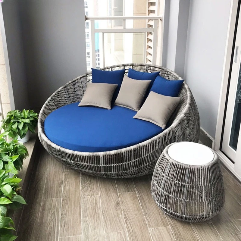 Outdoor-Sofa für Hof und Terrasse, Freizeit-Großrundbett, Hotel-Outdoor-Rattanbett, Garten-Sonnenzimmer-Lounge-Sessel Image