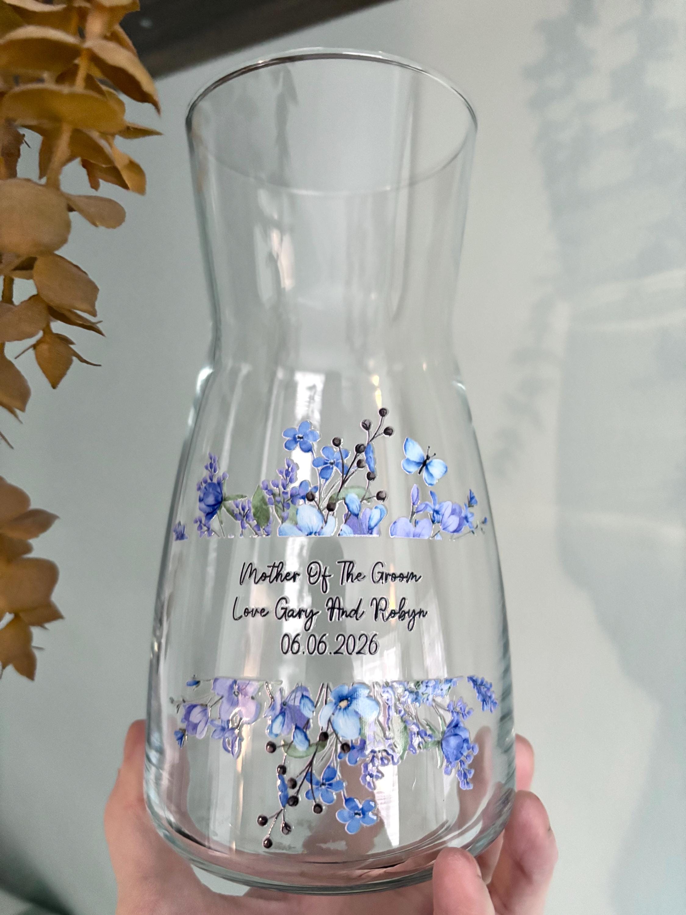 Vaso personalizzato per la madre dello sposo, regalo floreale per l'anniversario, vaso per la madre della sposa, regalo per la madre della sposa