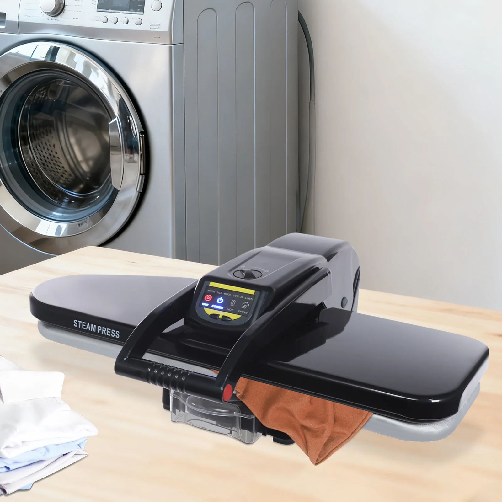 Presse à vapeur pour vêtements 1600W, fer à vapeur pour tissus, machine à repasser à plat avec 5 réglages de température pour usage domestique, fer à repasser professionnel