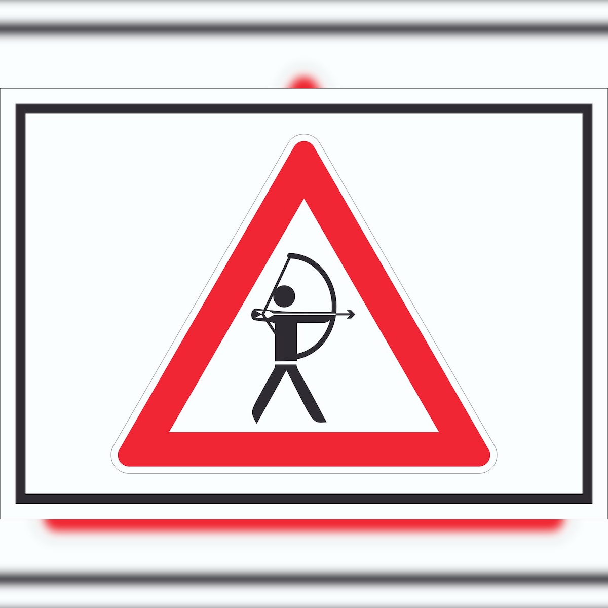 HB-Druck Achtung Bogenschießen Schild Symbol A2 Rückseite selbstklebend Image
