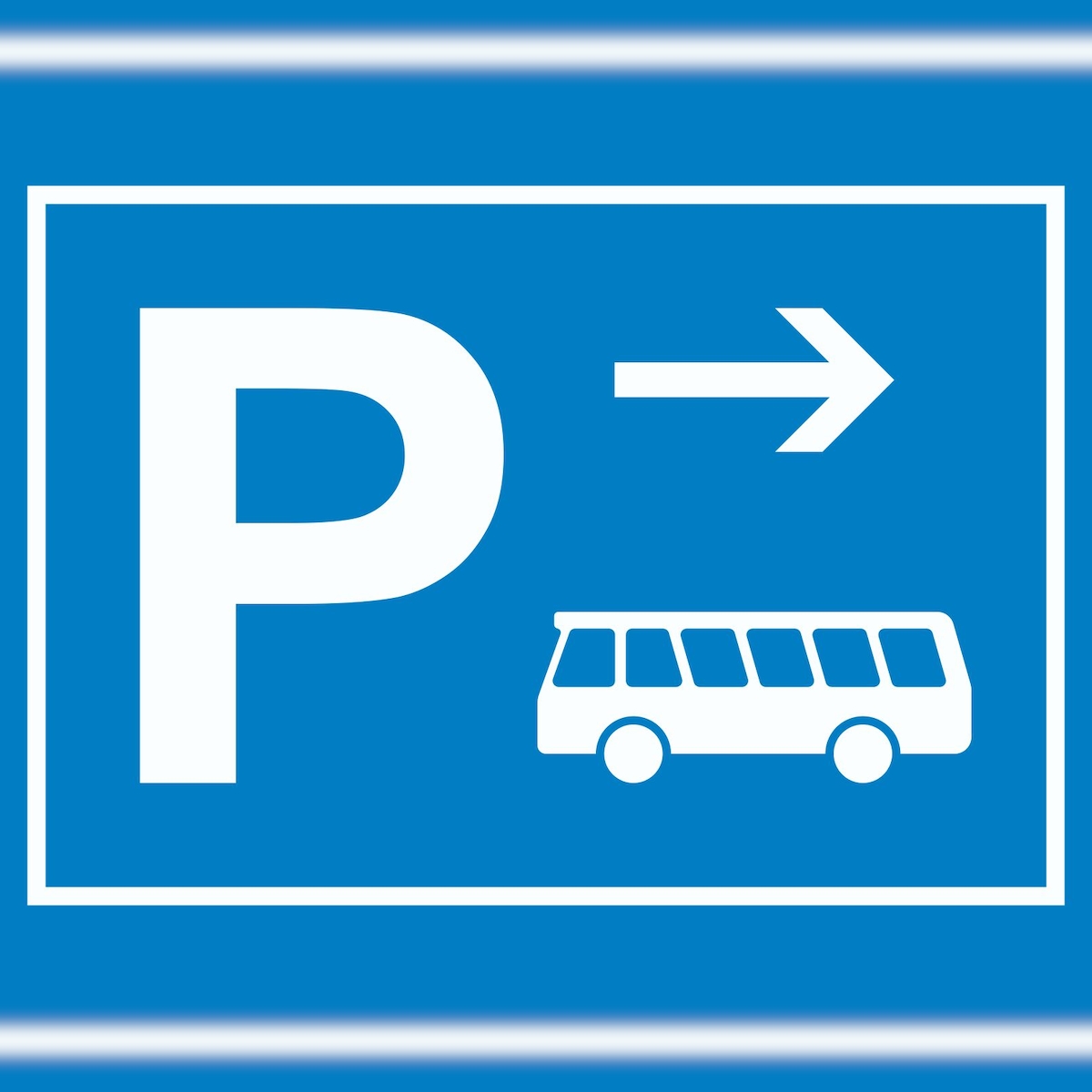 HB-Druck Bus Reisebus Parkplatz Schild mit Richtungspfeil rechts waagerecht A4 Rückseite selbstklebend Image