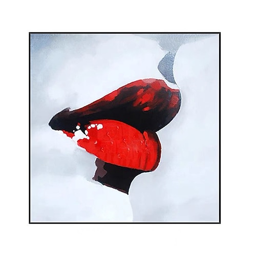 Ölgemälde handgemalte Wandkunst sexy rote Lippen Charakter abstrakt große Wandbilder Heimdekoration Dekor gespannter Rahmen fertig zum Aufhängen Image