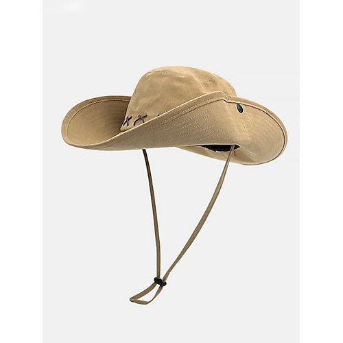 Herrenhut im Western-Cowboy-Stil mit breiter Krempe und durchgehender Verzierung, verstellbar und atmungsaktiv, perfekt zum Wandern, Camping und Reisen Image