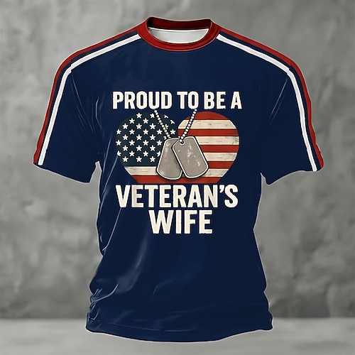 Amerikas 250. Jahrestag Herren Amerikanische US-Flagge Adler Veteranen T Shirt Kurzarm T-Shirt 3D-Druck Rundhalsausschnitt Hemd Täglich Militär Täglich Straße Blau Schwarz Sommer Frühling Bekleidung Image