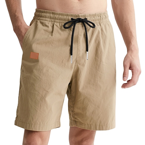 Herren Shorts Freizeitshorts Tasche Elastischer Bund Einfach Komfort Atmungsaktiv Über dem Knie Lässig Outdoor Strand Urlaub Mode Blau Schwarz Mikroelastisch Image