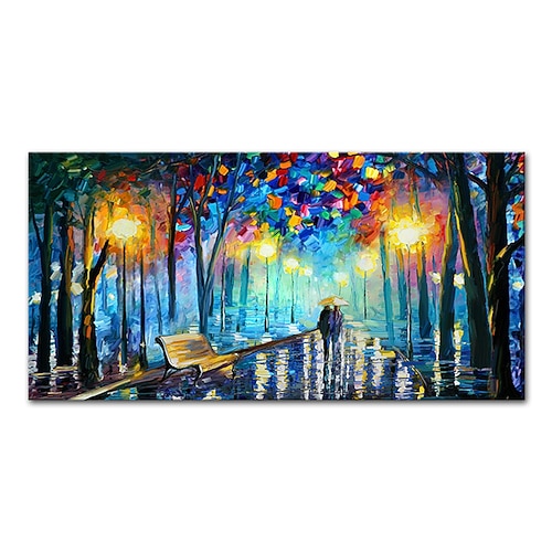 Mintura handgefertigte, dick strukturierte Landschaftsölgemälde auf Leinwand, Wandkunst, Dekoration, modernes abstraktes Bild für Wohnkultur, gerolltes, rahmenloses, ungedehntes Gemälde Image