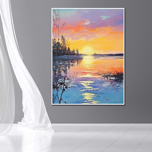 handgemalter Ölgemälde, Leinwand, Wandkunst, Dekoration, abstraktes Messergemälde, Landschaft, Landschaft, für Heimdekoration, gerolltes, rahmenloses, ungedehntes Gemälde Image