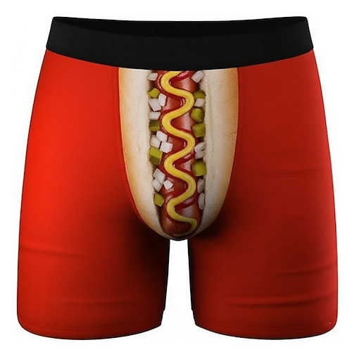 Herren Neuheit Wurst Dehnbare Boxershorts Badeshorts Boxer-Badeshorts Lustig Lässig Heim Strandurlaub Elastischer Bund Feuchtigkeitsableitend Atmungsaktive Unterwäsche Designer Bekleidung Image