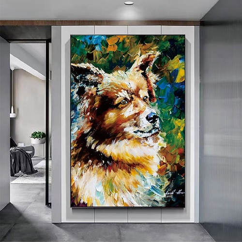 Handgefertigtes handgemaltes Ölgemälde Wand moderne abstrakte Hundemalerei Spachtelkunst Leinwandmalerei Heimdekoration Dekor gerollte Leinwand kein Rahmen ungedehnt Image