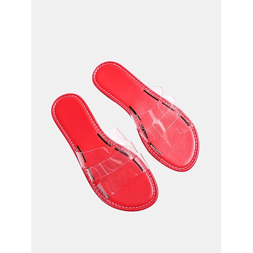 Leuchtend gelbe Damen-Strandsandalen – schicke, transparente PVC-Sandalen mit H-Riemen für tropische Urlaube und Inseltrips Sommerliche Poolbekleidung Image