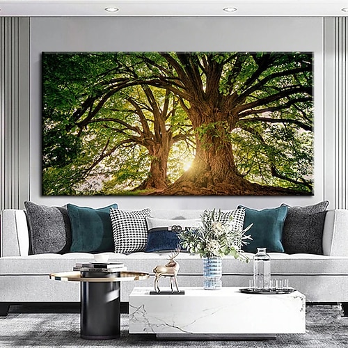 Handgefertigtes, handgemaltes Ölgemälde, Baum des Lebens, Sonne, Mond, Wandkunst, großer Wandteppich, Wanddekoration, Fotografie, Hintergrund, Ölgemälde, Zuhause, Schlafzimmer, Wohnzimmer, Dekoration Image